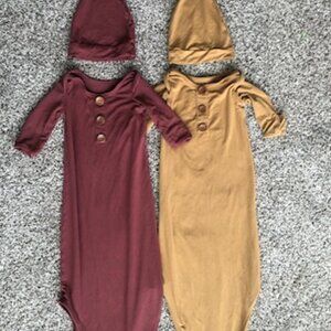 Caden Lane Knotted Gown and knotted hat lot 0-3 months